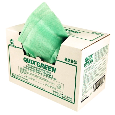 20x13.5 Quix Medium Duty Green Sanitizing Cleaning Towel, PK144